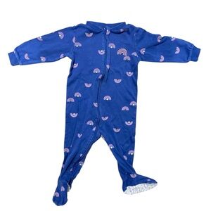 4/$20 Pekkle Baby Girl Footie Sleeper Pajamas Rainbows 12M